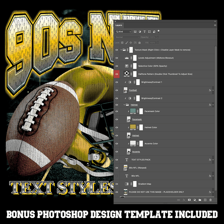 90s NFL Text Styles Pack (Vol. 1) - FULLERMOE